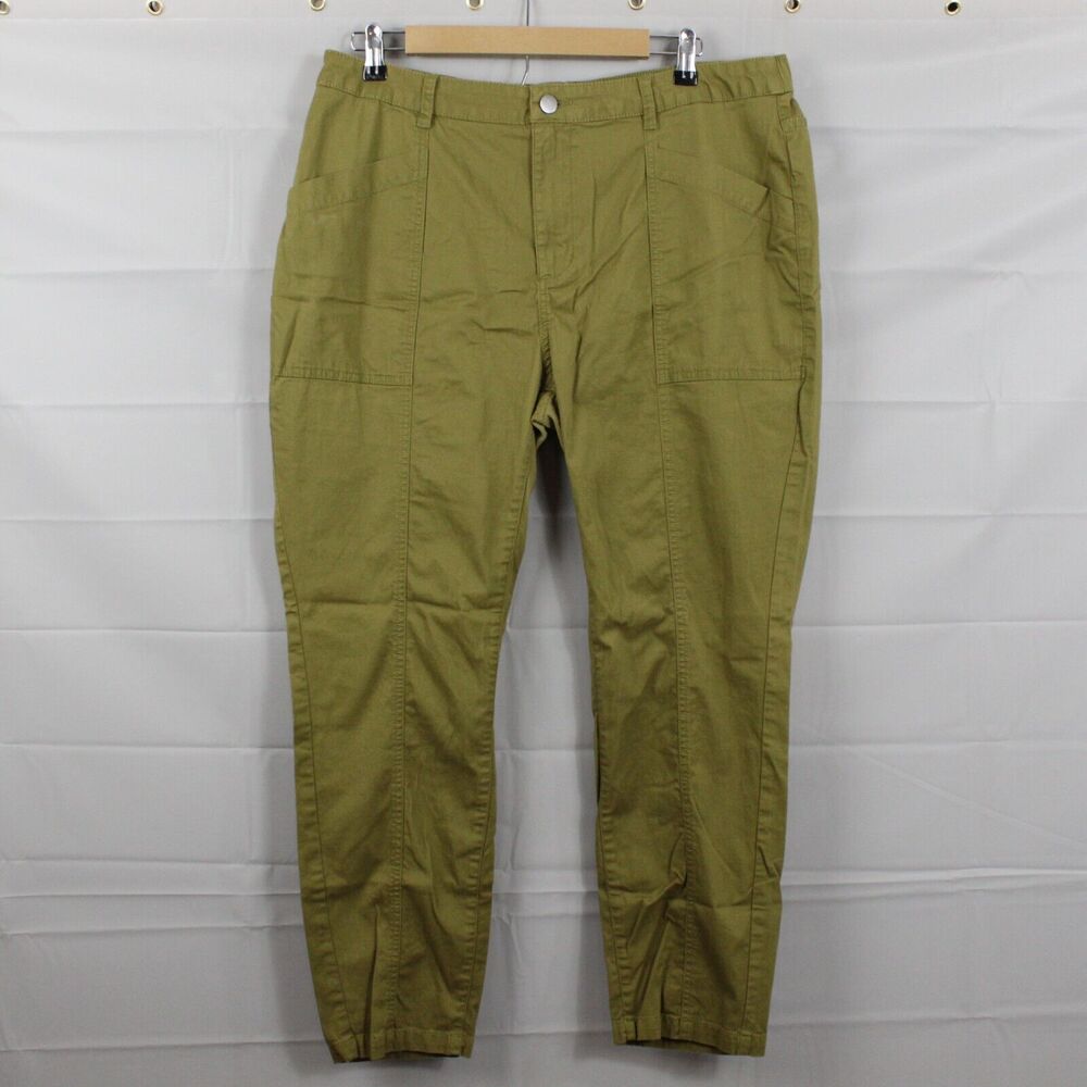 Pact Pants Womens Extra Large Organic Cotton Twill Straight Leg Utility Green